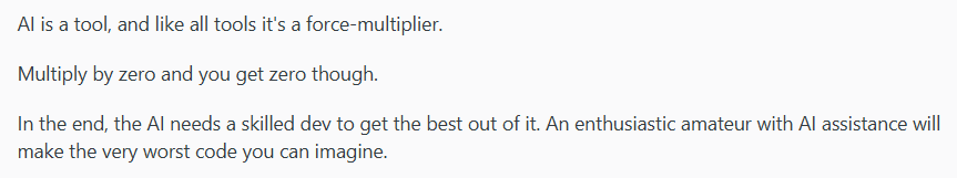 AI not a replacement for developers