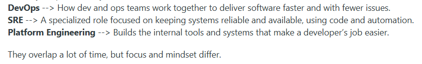 DevOps vs SRE vs Platform Engineering