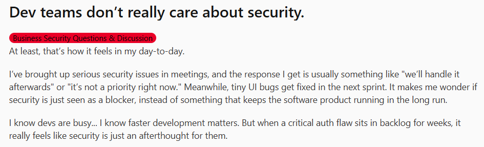 developers and focus on security